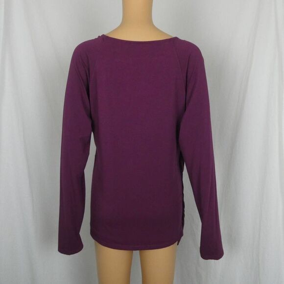 Garnet Hill Juliet Faux Wrap V Neck Draped Ruched Long Sleeve Blouse Top Purple - Picture 12 of 12